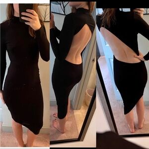 ASOS DESIGN long sleeve extreme open back midi bodycon dress